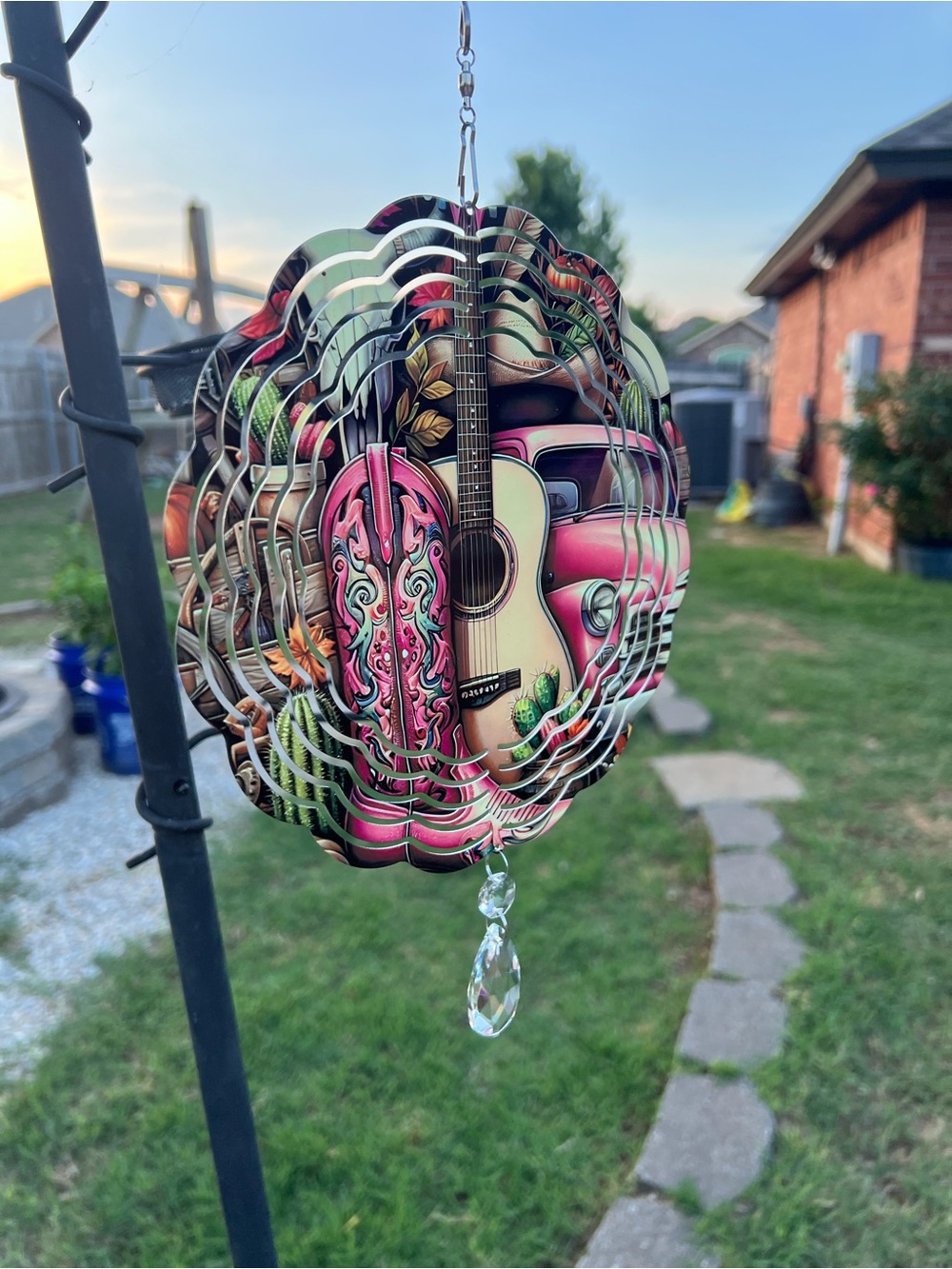 Guitar & Pink Truck Metal Wind Spinner - Sublimation #S0109T